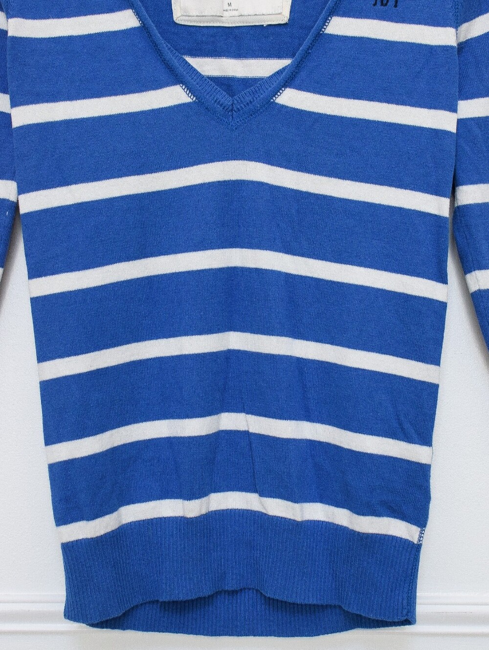 Vintage Y2K Abercrombie & Fitch Striped V-Neck Shirt Sweater Size M - Picture 4 of 9